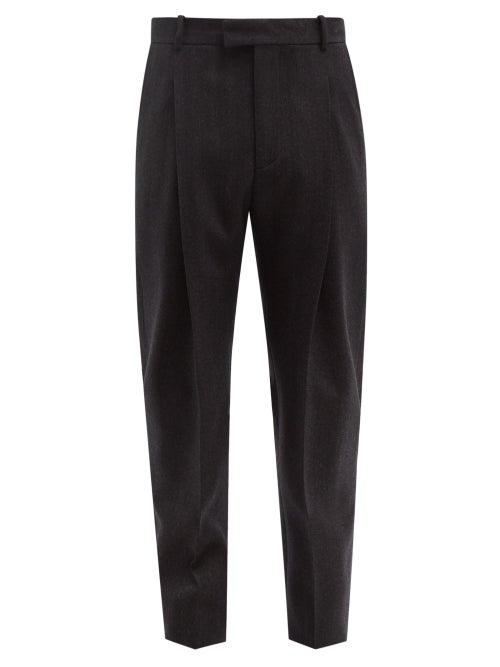 Alexander Mcqueen - Herringbone-flannel Slim-leg Trousers - Mens - Dark Grey