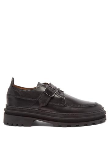 A.p.c. - Alix Buckled Leather Derby Shoes - Womens - Black