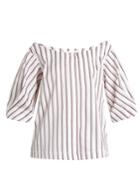 Isa Arfen Bunting Stripe Button-down Cotton Top