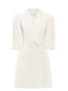 Matchesfashion.com Alexander Mcqueen - Cape-sleeve Double-breasted Wool-blend Mini Dress - Womens - Ivory