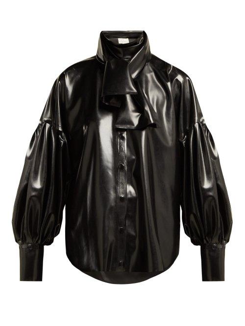 Matchesfashion.com Hillier Bartley - Latex Balloon Sleeve Blouse - Womens - Black