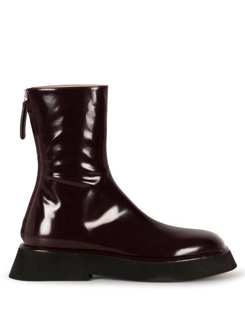 Wandler - Rosa Patent-leather Ankle Boots - Womens - Burgundy