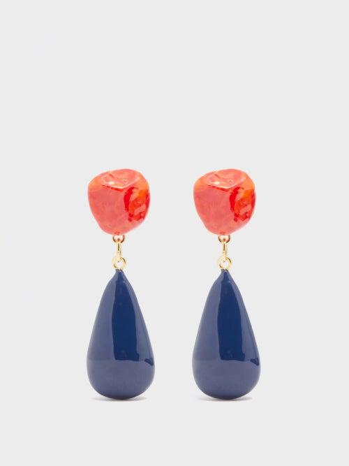Saint Laurent - Eighties Resin And Metal Clip Earrings - Womens - Multi