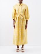 Thierry Colson - Yvonne Striped Cotton-twill Shirt Dress - Womens - Yellow White