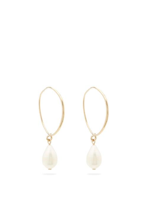 Matchesfashion.com Jil Sander - Pearl-drop Hoop Earrings - Womens - Gold
