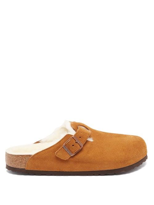 Birkenstock - Boston Buckled Suede Slippers - Mens - Beige