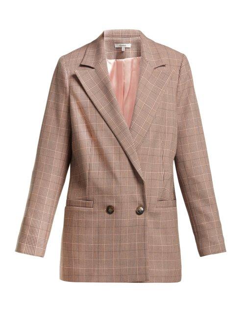 Matchesfashion.com Ganni - Double Breasted Stretch Twill Blazer - Womens - Pink Multi