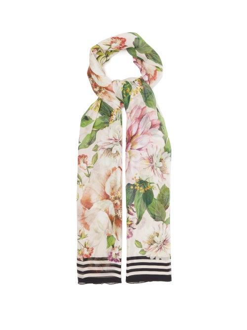 Matchesfashion.com Dolce & Gabbana - Floral-print Silk-crpon Scarf - Womens - Pink Multi