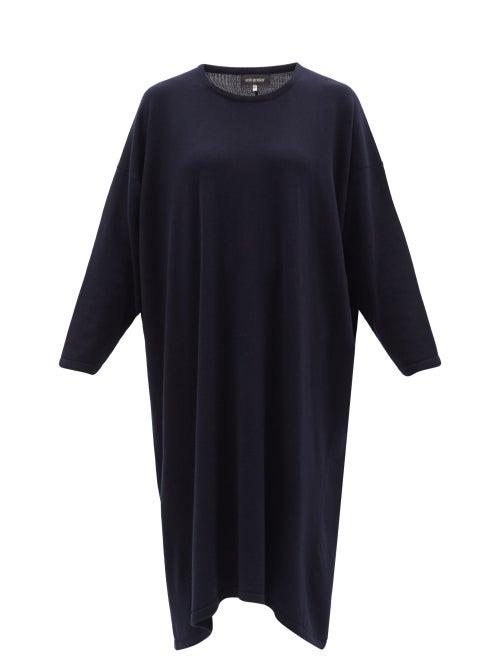 Eskandar - Dip-hem Cashmere Sweater Dress - Womens - Navy