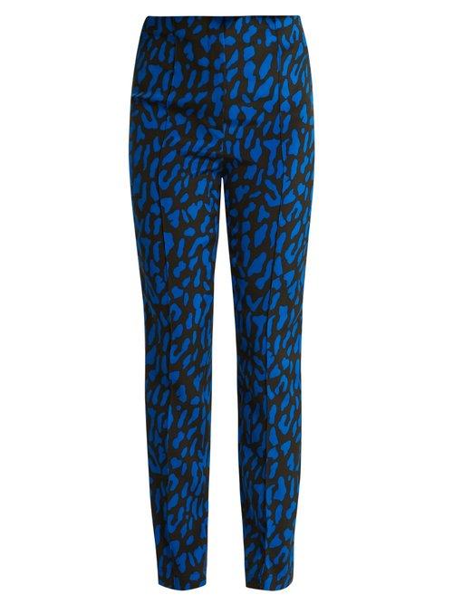 Matchesfashion.com Diane Von Furstenberg - Belmont Print Skinny Leg Trousers - Womens - Blue Multi