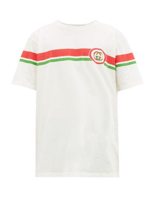 Matchesfashion.com Gucci - Gg Logo Print Cotton T Shirt - Mens - White Multi