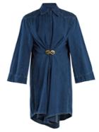 Mm6 Maison Margiela Wraparound-tie Cotton-denim Shirtdress