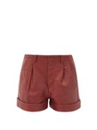 Matchesfashion.com Isabel Marant Toile - Abot Pleated Leather Shorts - Womens - Burgundy