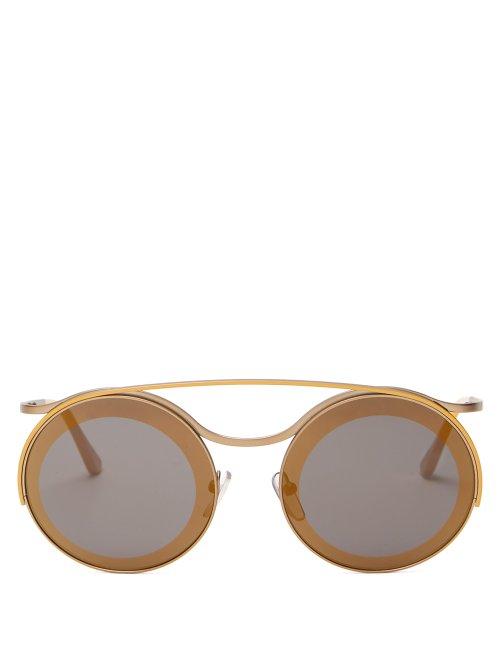 Matchesfashion.com Marni - Calder Round Frame Metal Sunglasses - Womens - Gold Multi