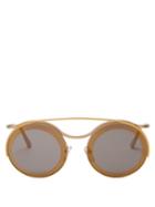 Matchesfashion.com Marni - Calder Round Frame Metal Sunglasses - Womens - Gold Multi