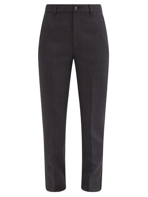 Matchesfashion.com Ganni - Prince Of Wales-checked Straight-leg Trousers - Womens - Black
