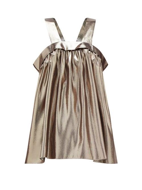 Matchesfashion.com Rochas - Metallic-effect Silk-blend Trapeze Top - Womens - Silver