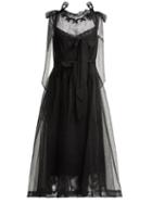 Matchesfashion.com Simone Rocha - Floral Bead Tulle Midi Dress - Womens - Black