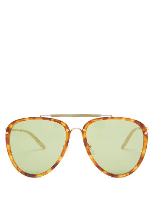 Matchesfashion.com Gucci - Aviator Acetate And Metal Sunglasses - Mens - Green