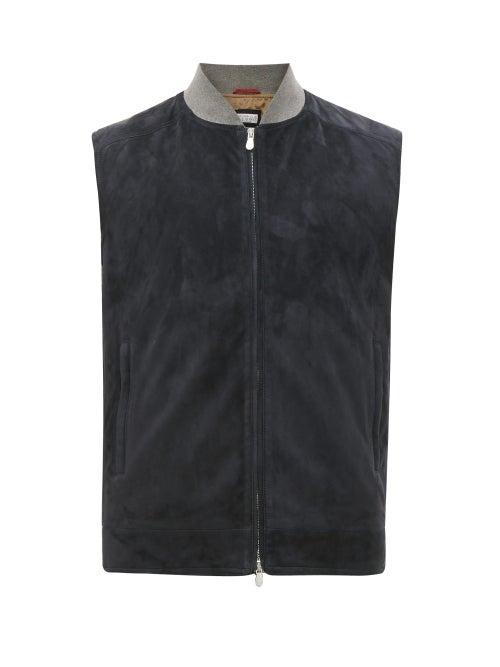 Matchesfashion.com Brunello Cucinelli - Suede Gilet - Mens - Navy