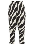 Matchesfashion.com Elzinga - Zebra Jacquard Tapered Leg Trousers - Womens - Black White