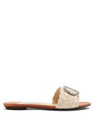 Jimmy Choo Granger Crystal-embellished Raffia-wicker Slides