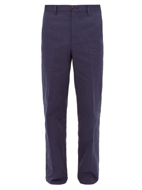 Matchesfashion.com Cobra S.c. - Logo Patch Cotton Chinos - Mens - Blue