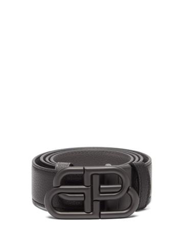 Balenciaga - Bb-buckle Reversible Leather Belt - Mens - Black Grey