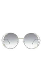 Matchesfashion.com Fendi - Round Embellished Sunglasses - Womens - Black