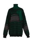 Matchesfashion.com Raf Simons - Triple Neck Oversized Jacquard Sweater - Mens - Green