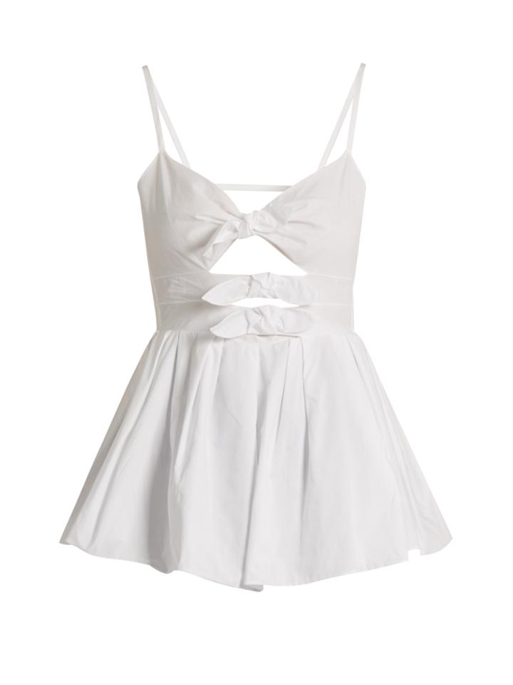 Delpozo Triple-bow Cotton-poplin Top
