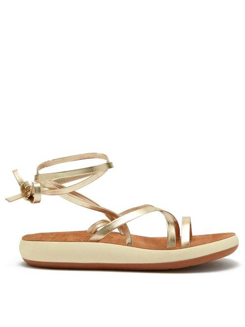 Matchesfashion.com Ancient Greek Sandals - Morfi Comfort Metallic Leather Sandals - Womens - Gold