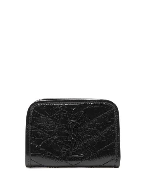Matchesfashion.com Saint Laurent - Monogrammed Crackled Leather Wallet - Womens - Black