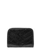 Matchesfashion.com Saint Laurent - Monogrammed Crackled Leather Wallet - Womens - Black