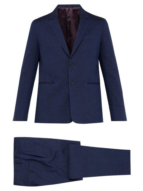 Matchesfashion.com Paul Smith - Soho Tailored Fit Wool And Linen Blend Suit - Mens - Navy