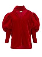 Matchesfashion.com Khaite - Jones Gigot Sleeve Velvet Top - Womens - Red