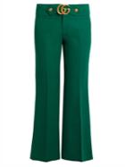 Gucci Gg Wool And Silk-blend Cady Kick-flare Trousers