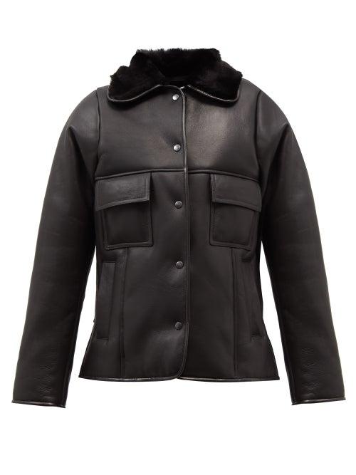 Bianca Saunders - Bar Leather & Shearling Jacket - Mens - Black