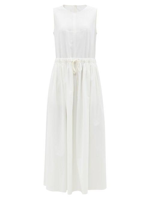 Mm6 Maison Margiela - Drawstring-waist Crepe Sleeveless Dress - Womens - Ivory