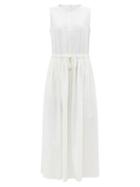 Mm6 Maison Margiela - Drawstring-waist Crepe Sleeveless Dress - Womens - Ivory