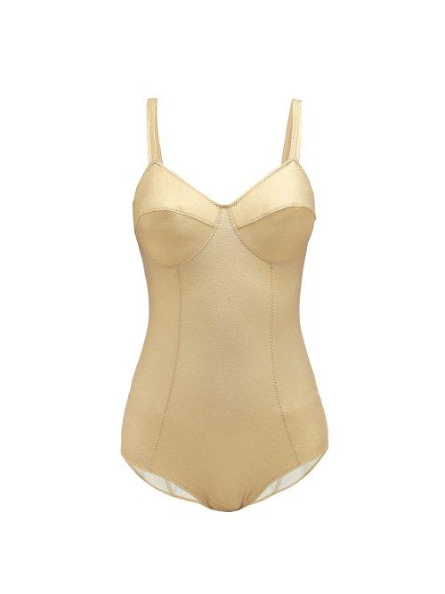 Matchesfashion.com Lisa Marie Fernandez - Goldwyn Metallic Swimsuit - Womens - Gold
