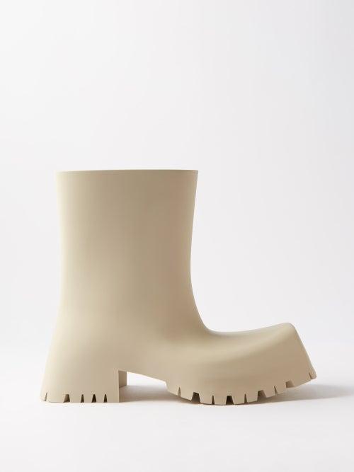 Balenciaga - Trooper Square-toe Rubber Ankle Boots - Womens - Beige
