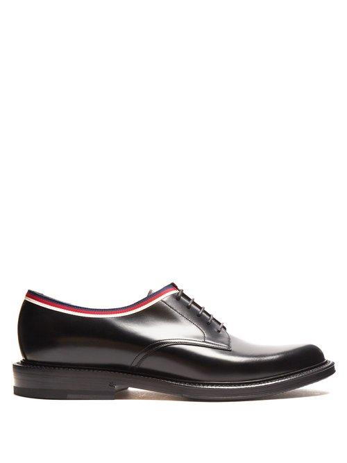 Matchesfashion.com Gucci - Web Trimmed Leather Derby Shoes - Mens - Black Multi