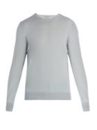 Matchesfashion.com Bottega Veneta - Intrecciato Woven Wool Sweater - Mens - Light Blue