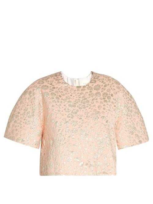 Delpozo Floral-jacquard Cropped Top