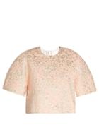 Delpozo Floral-jacquard Cropped Top