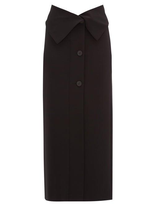 Matchesfashion.com The Row - Folded-waist Stretch-jersey Midi Skirt - Womens - Black