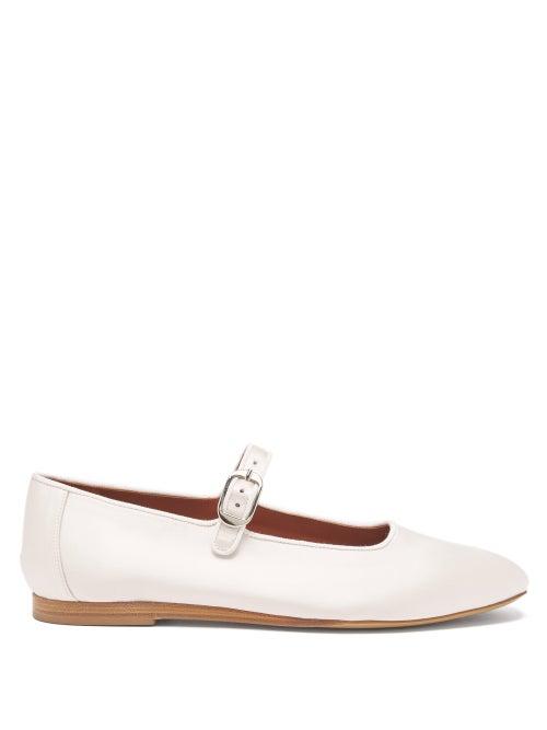 Le Monde Beryl - Silk-satin Mary Jane Flats - Womens - Ivory