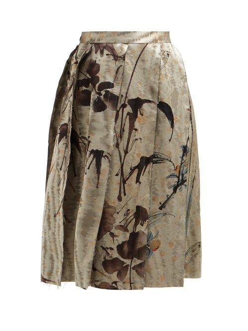 Matchesfashion.com Vivienne Westwood - Garret Chinese Jacquard Slit Midi Skirt - Womens - Grey Multi