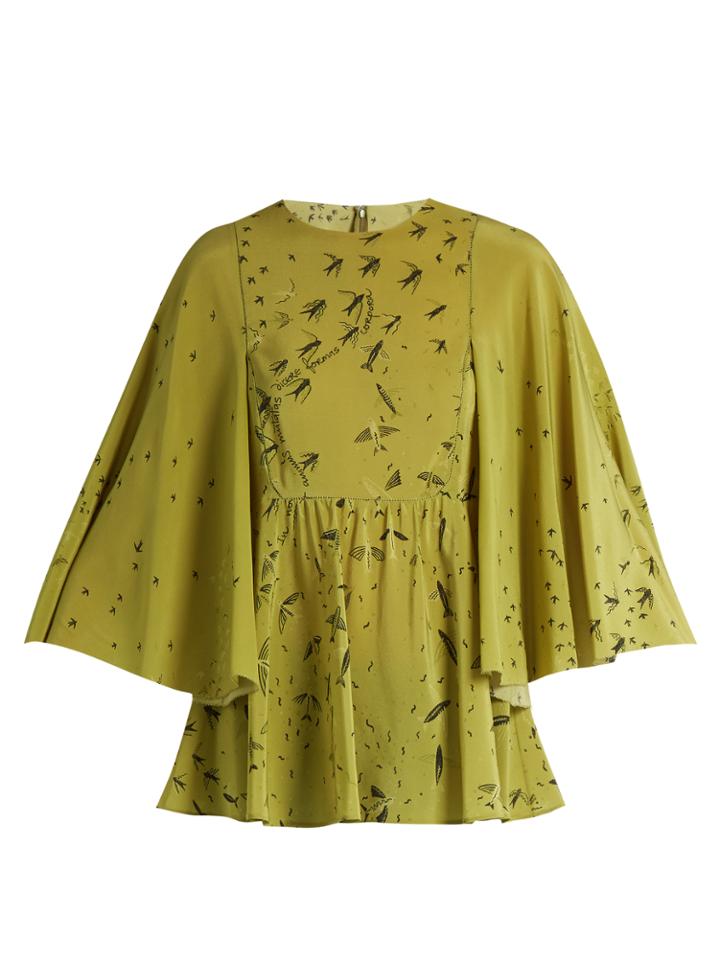 Valentino Swallow Metamorphosis-print Silk Top